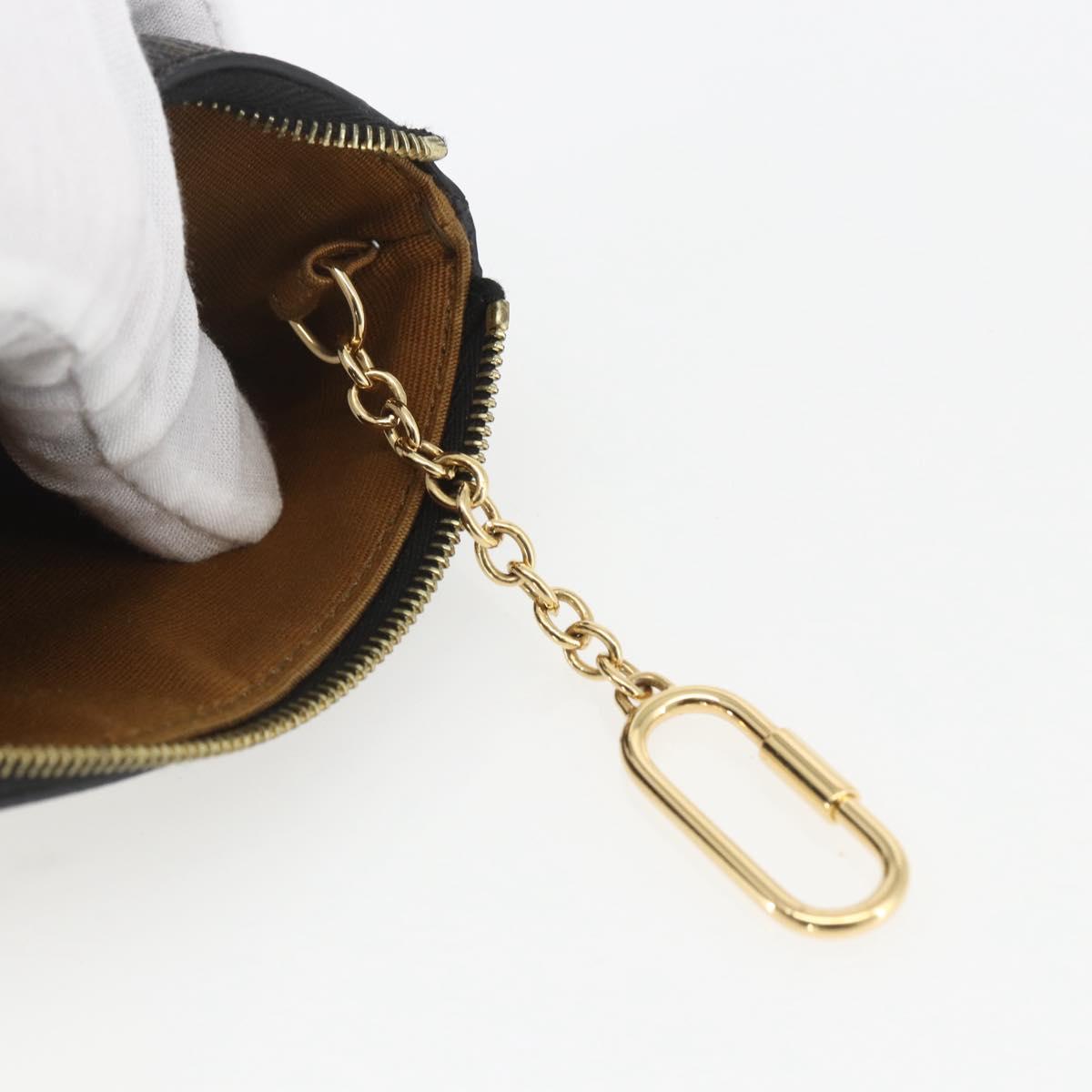 CELINE Macadam Canvas Coin Purse PVC Leather Black Gold Auth 148570M