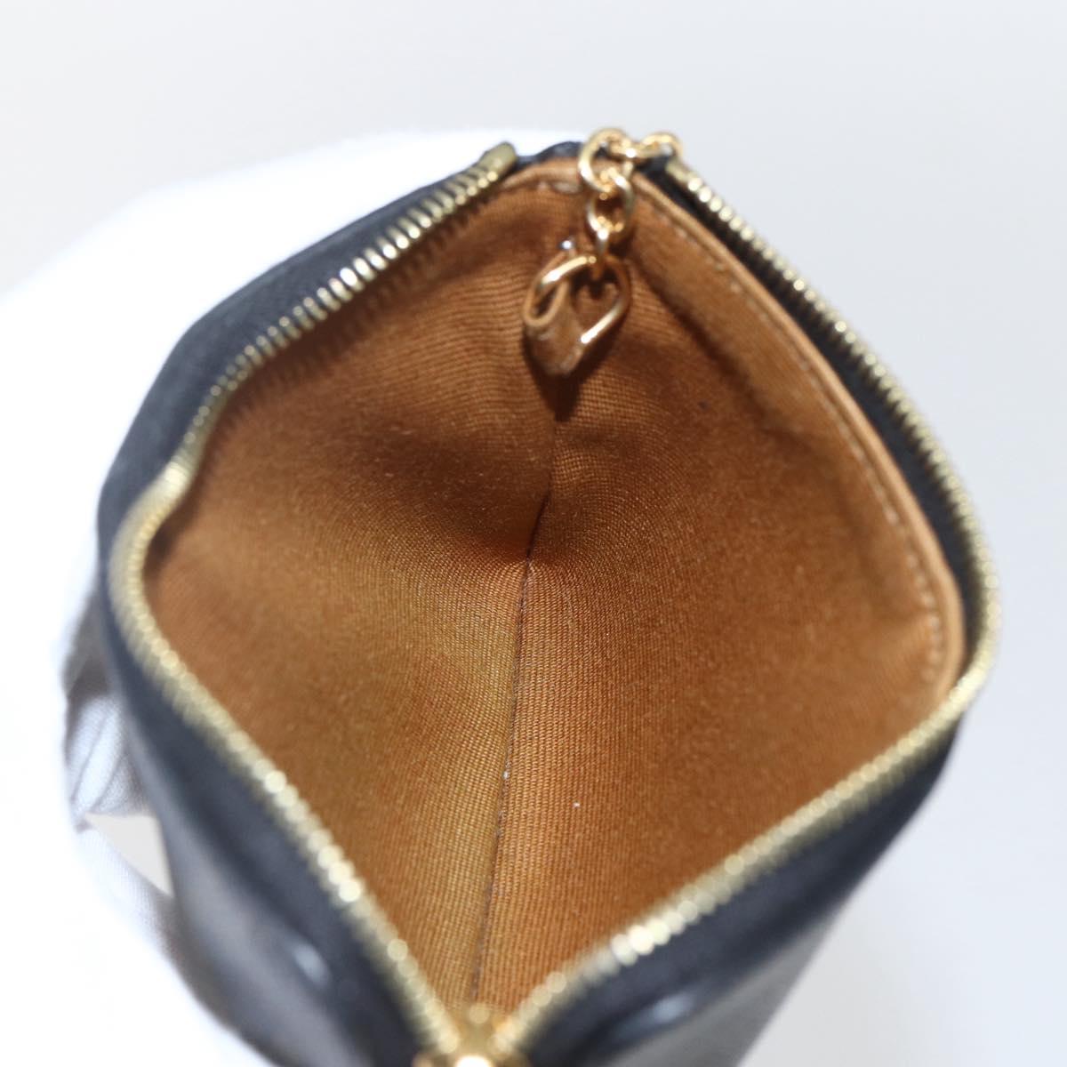 CELINE Macadam Canvas Coin Purse PVC Leather Black Gold Auth 148570M