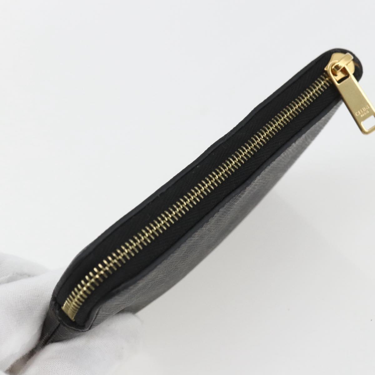 CELINE Macadam Canvas Coin Purse PVC Leather Black Gold Auth 148570M