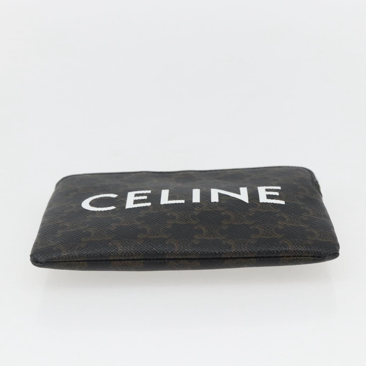 CELINE Macadam Canvas Coin Purse PVC Leather Black Gold Auth 148570M