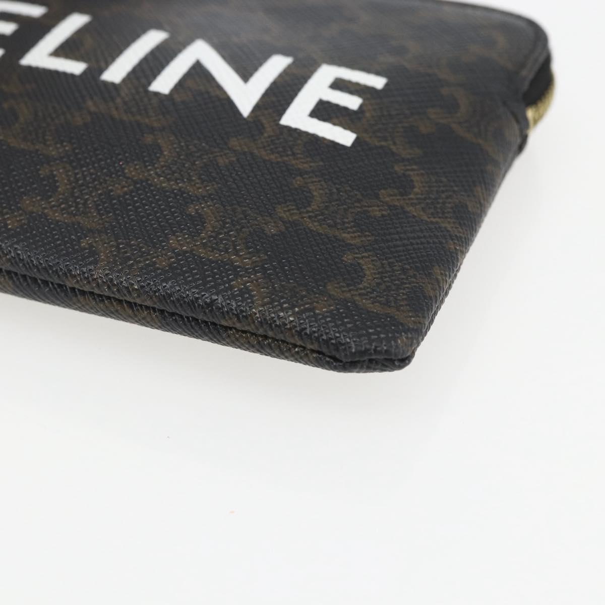 CELINE Macadam Canvas Coin Purse PVC Leather Black Gold Auth 148570M