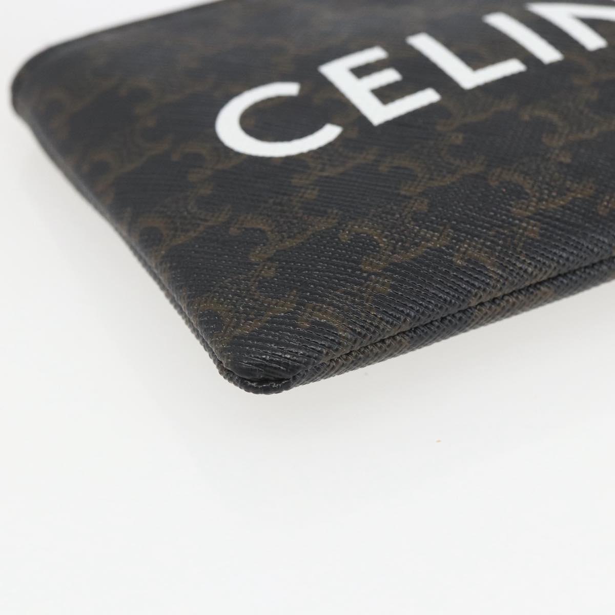 CELINE Macadam Canvas Coin Purse PVC Leather Black Gold Auth 148570M