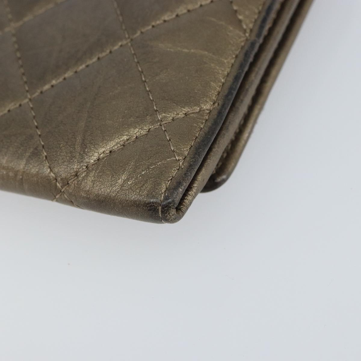 CHANEL Cambon Line Wallet Lamb Skin Brown CC Auth 148574A