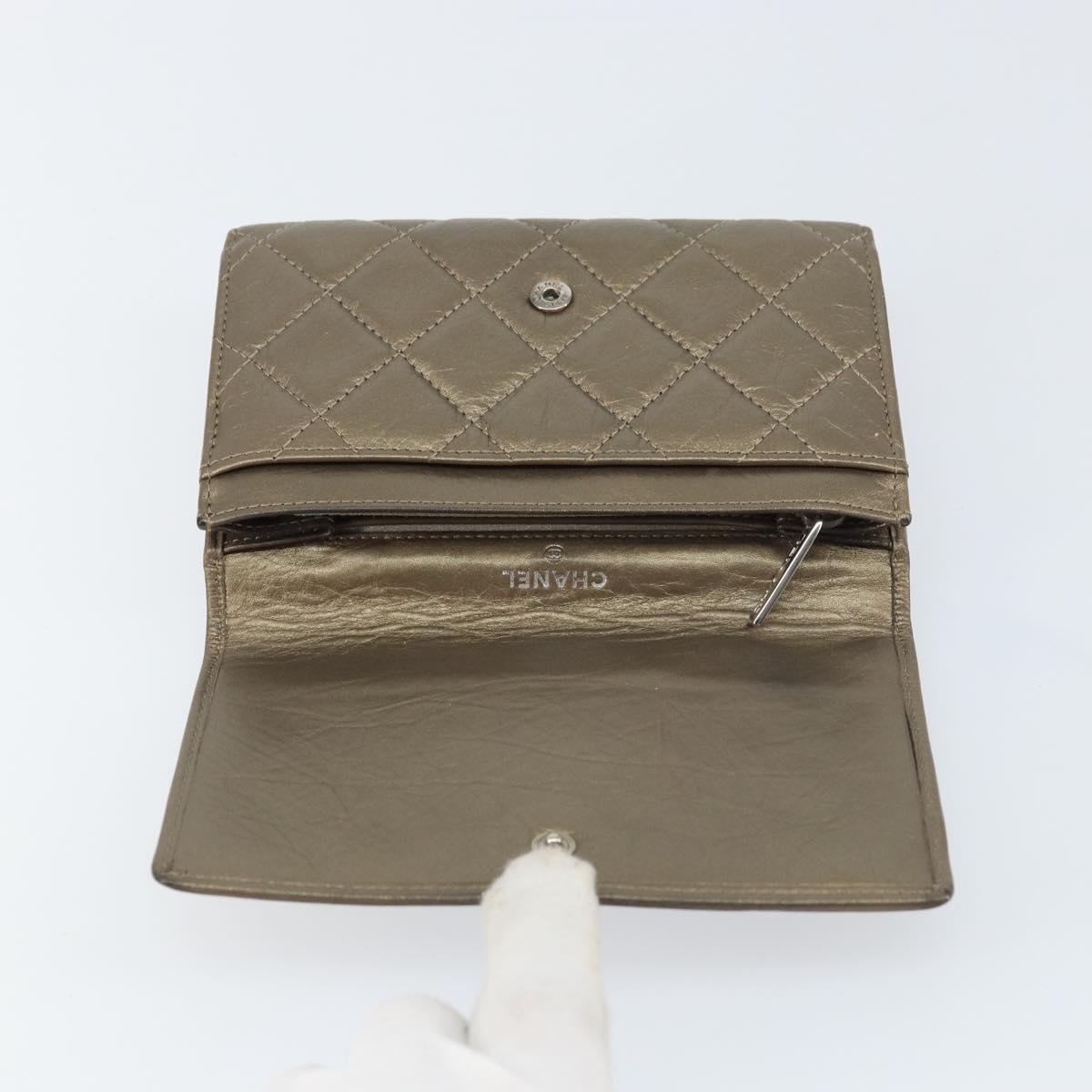 CHANEL Cambon Line Wallet Lamb Skin Brown CC Auth 148574A