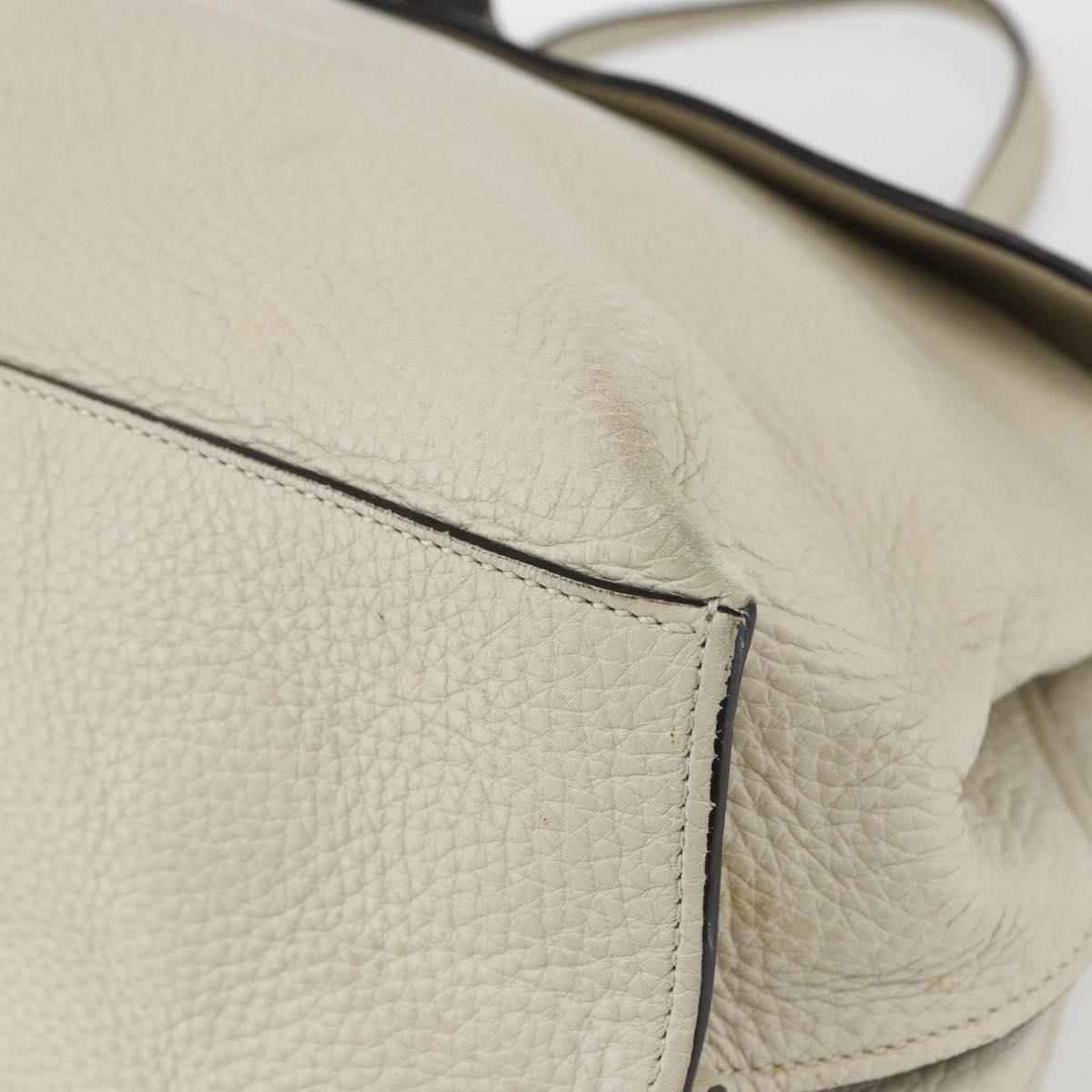 GUCCI Hand Bag Leather 2way White Silver 370830 Auth 148582