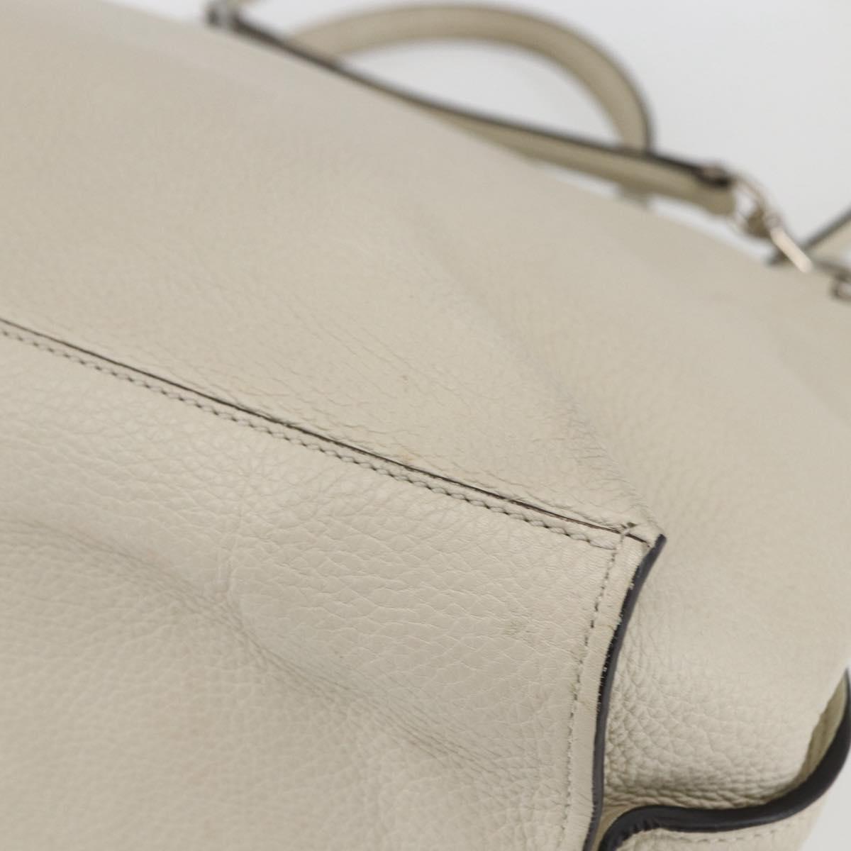GUCCI Hand Bag Leather 2way White Silver 370830 Auth 148582
