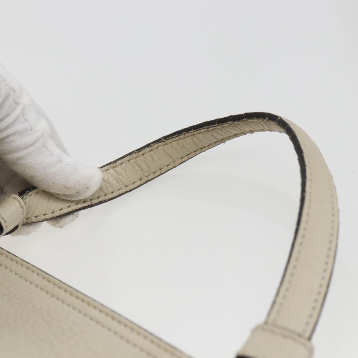 GUCCI Hand Bag Leather 2way White Silver 370830 Auth 148582
