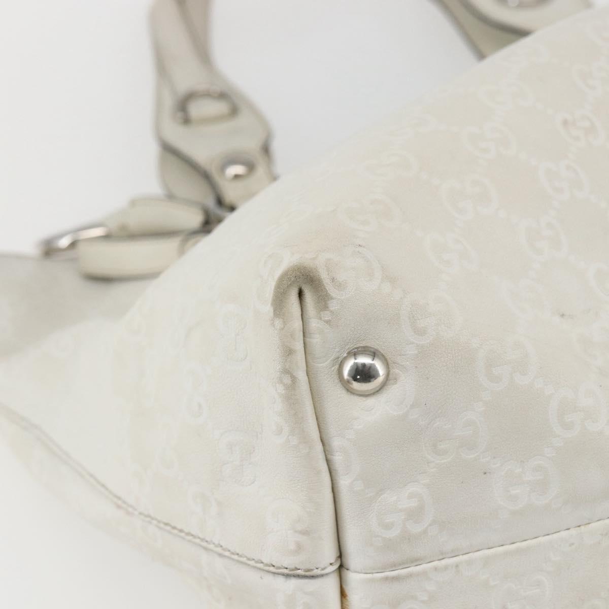 GUCCI GG Canvas Guccissima Tote Bag Leather White Silver 229852 Auth 148583