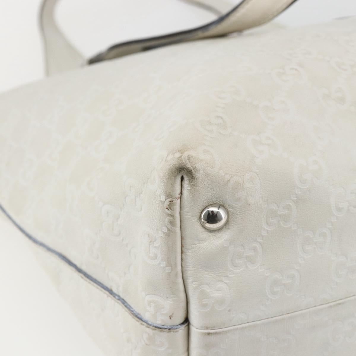 GUCCI GG Canvas Guccissima Tote Bag Leather White Silver 229852 Auth 148583
