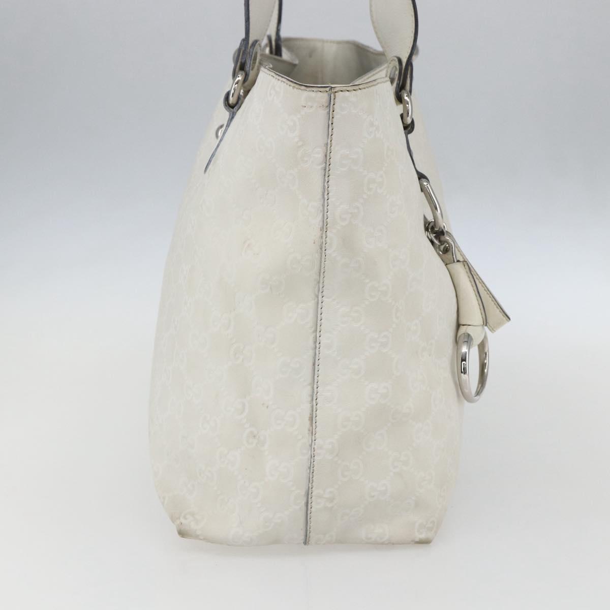 GUCCI GG Canvas Guccissima Tote Bag Leather White Silver 229852 Auth 148583