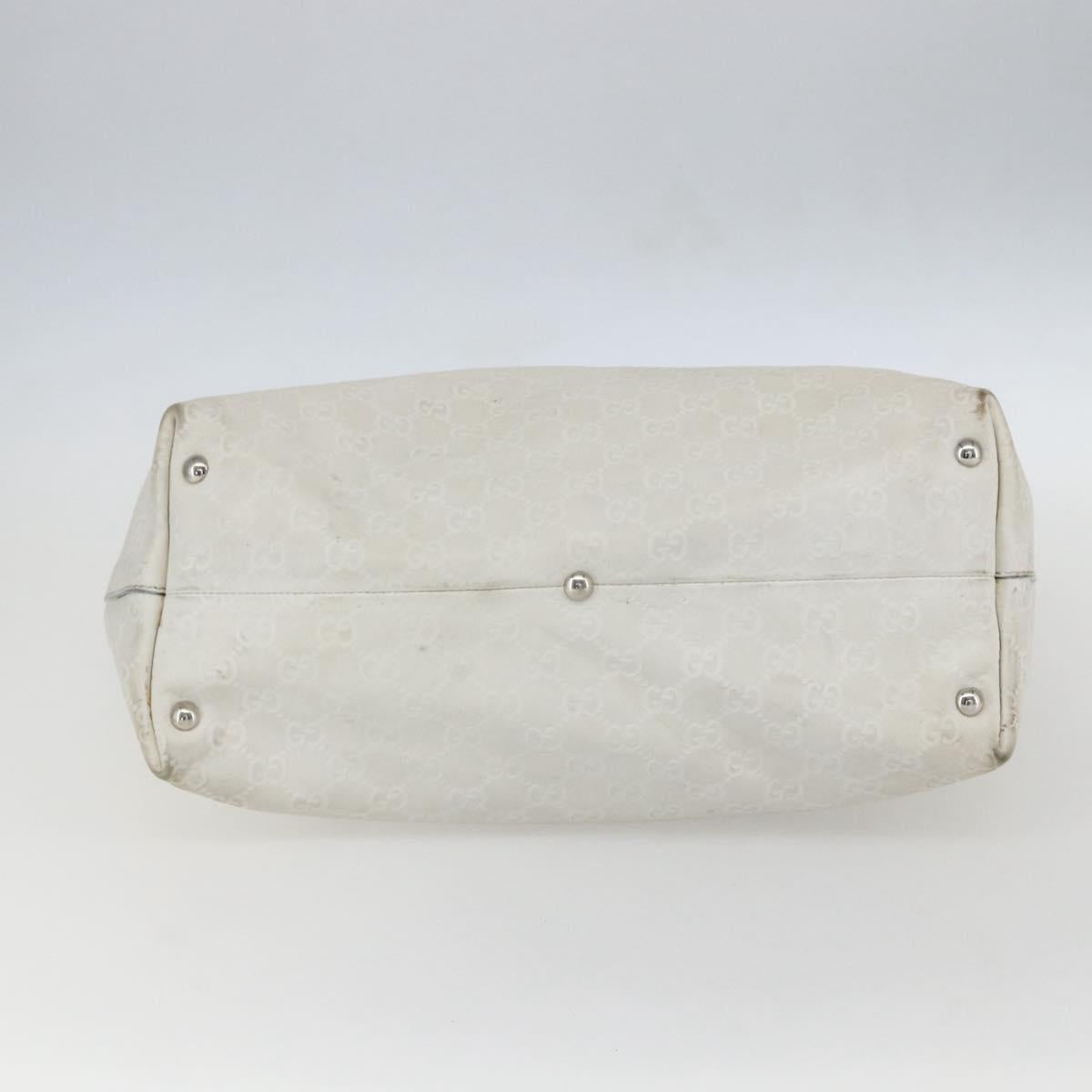 GUCCI GG Canvas Guccissima Tote Bag Leather White Silver 229852 Auth 148583