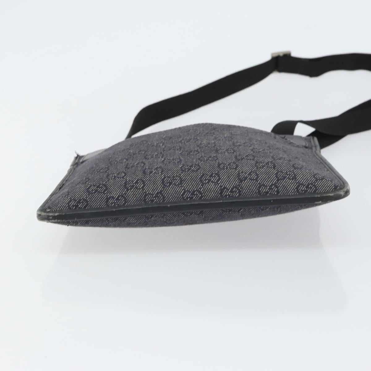 GUCCI GG Canvas Shoulder Bag Black Silver 27639 Auth 148585