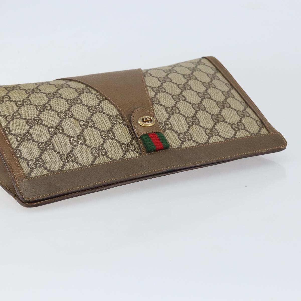 GUCCI GG Supreme Web Sherry Line Clutch Bag PVC Beige 89 01 033 Auth 148586