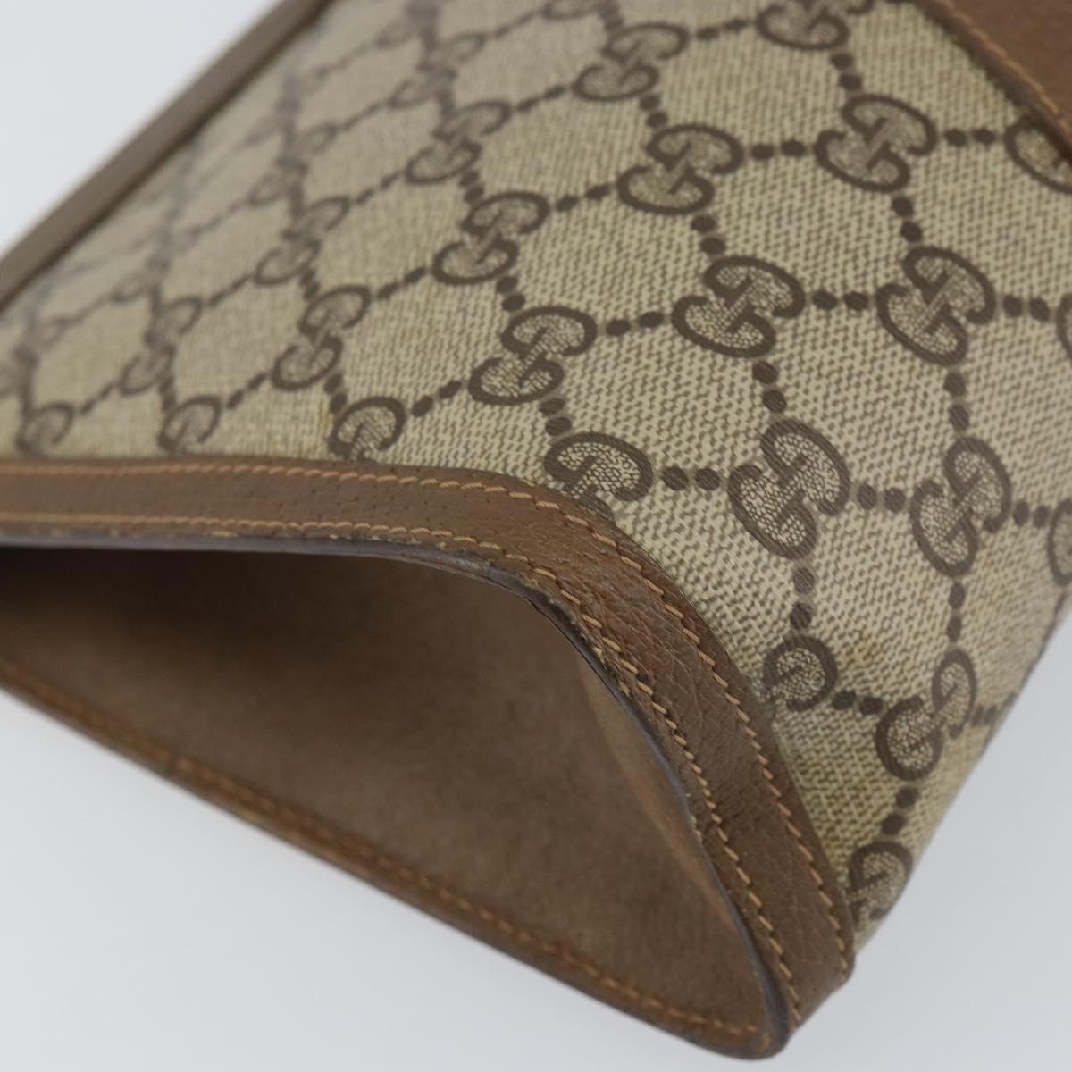 GUCCI GG Supreme Web Sherry Line Clutch Bag PVC Beige 89 01 033 Auth 148586