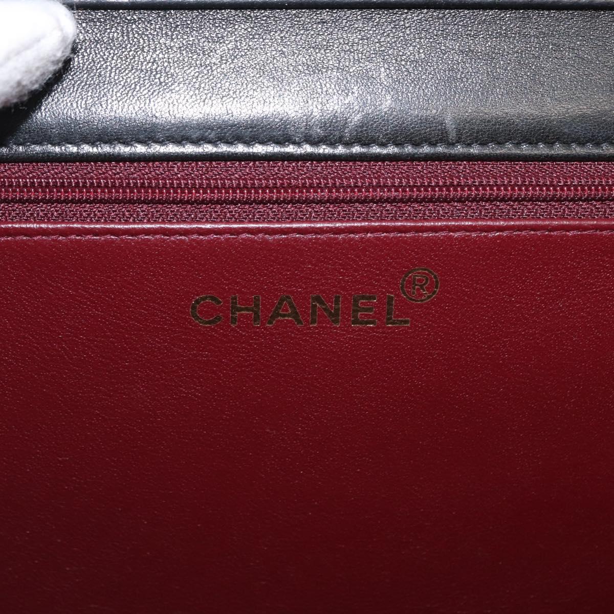 CHANEL Matelasse 25 Chain Shoulder Bag Lamb Skin Black Gold CC Auth 148589SM