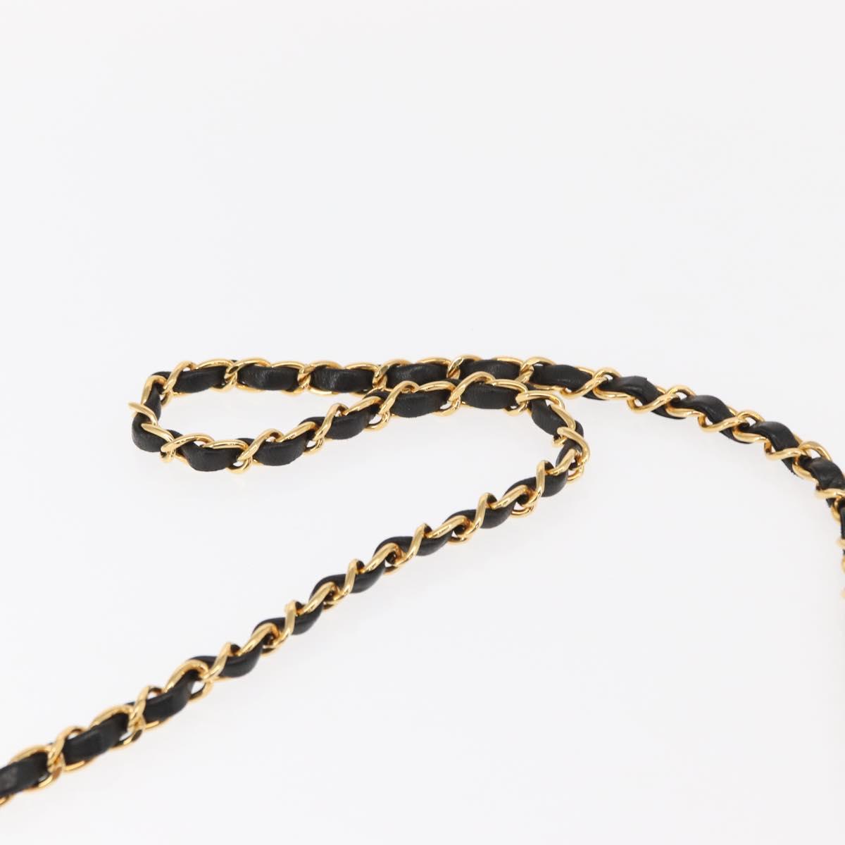 CHANEL Matelasse 25 Chain Shoulder Bag Lamb Skin Black Gold CC Auth 148589SM