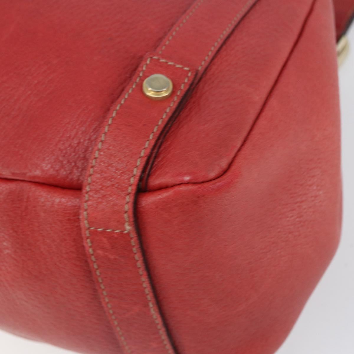 GUCCI Tote Bag Leather Red Gold 130736 Auth 148617