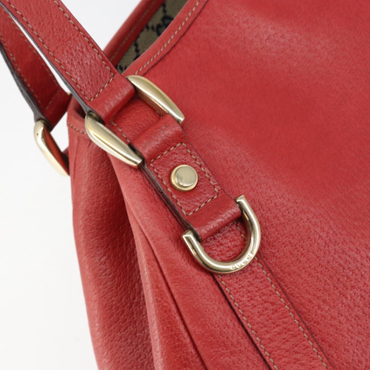 GUCCI Tote Bag Leather Red Gold 130736 Auth 148617