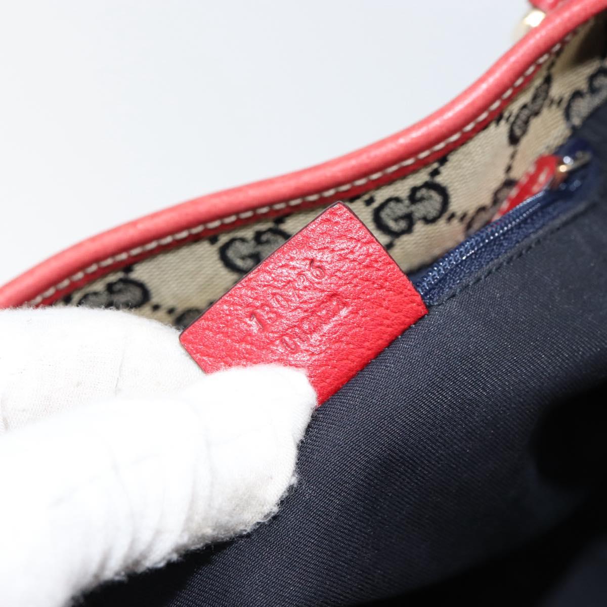 GUCCI Tote Bag Leather Red Gold 130736 Auth 148617