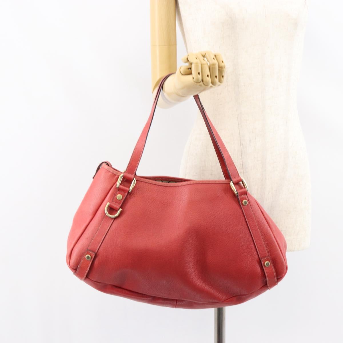 GUCCI Tote Bag Leather Red Gold 130736 Auth 148617