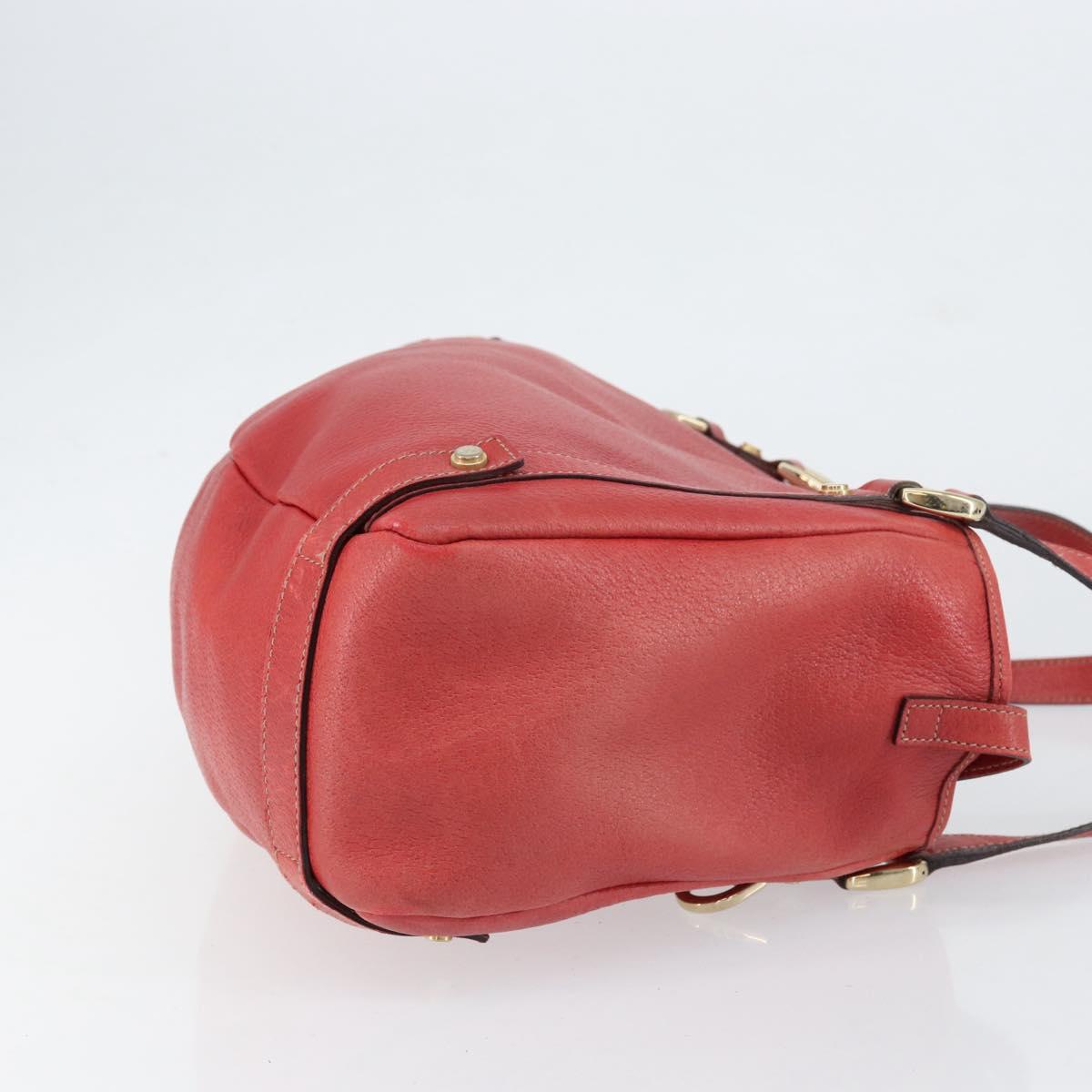 GUCCI Tote Bag Leather Red Gold 130736 Auth 148617