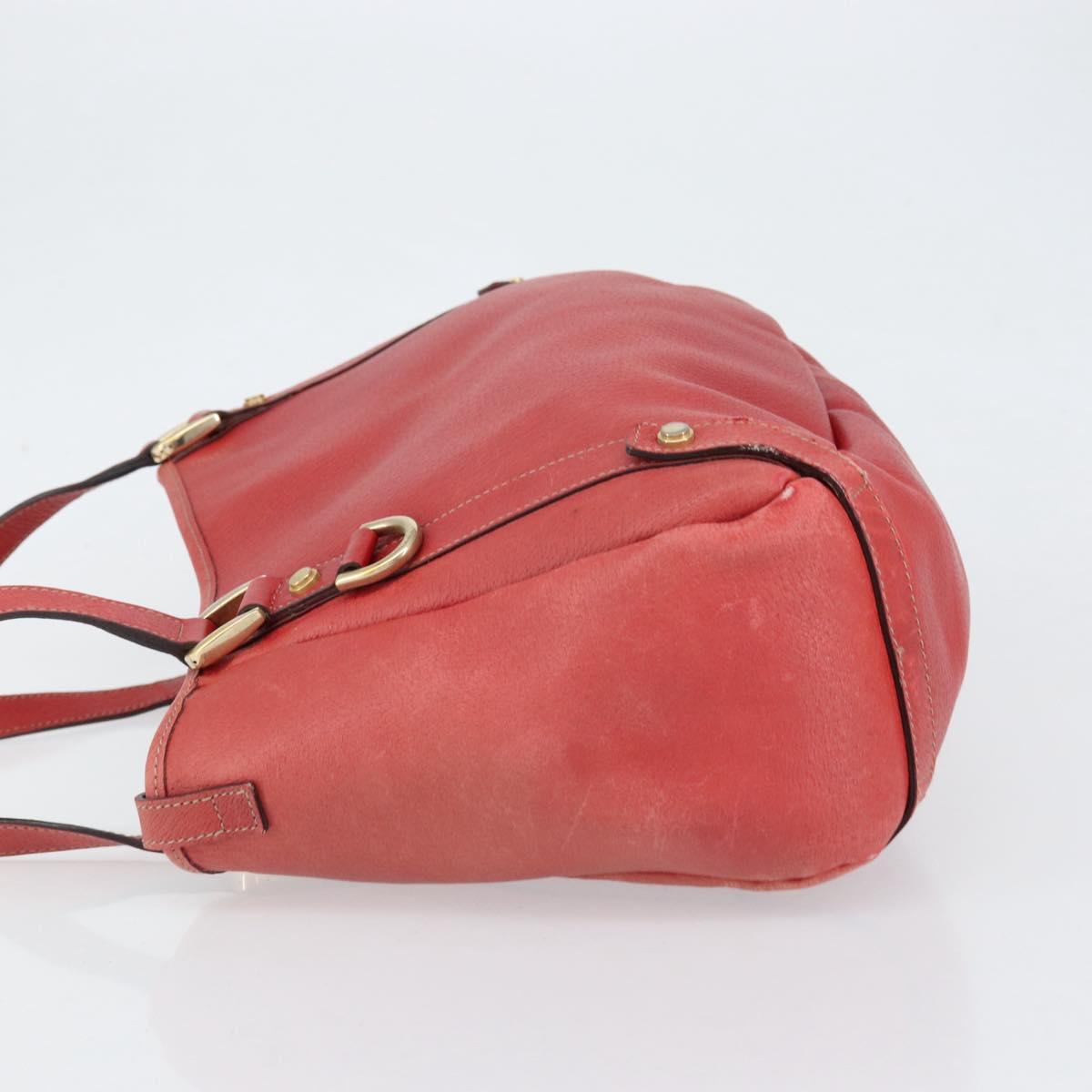 GUCCI Tote Bag Leather Red Gold 130736 Auth 148617