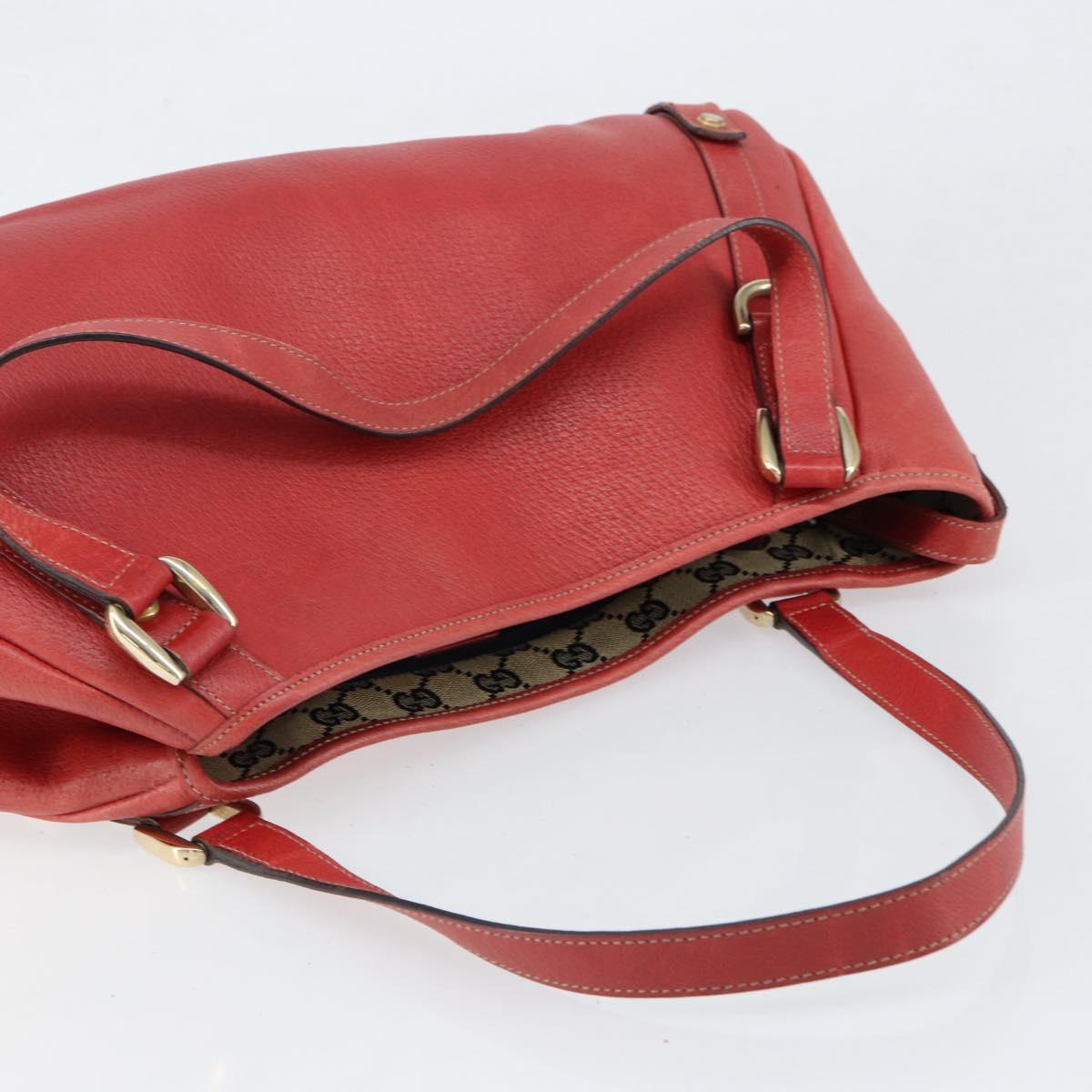 GUCCI Tote Bag Leather Red Gold 130736 Auth 148617