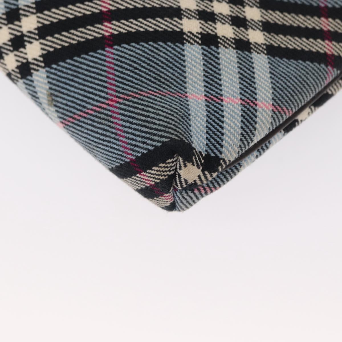 BURBERRY Nova Check Blue Label Pouch Canvas Light Blue Auth 148618