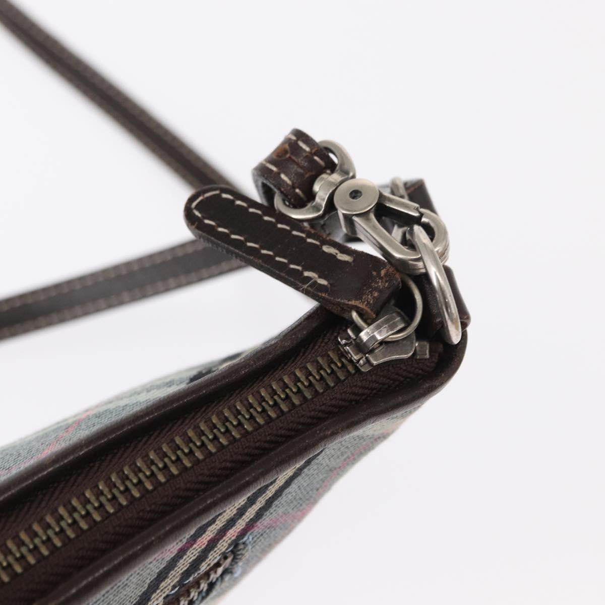 BURBERRY Nova Check Blue Label Pouch Canvas Light Blue Auth 148618