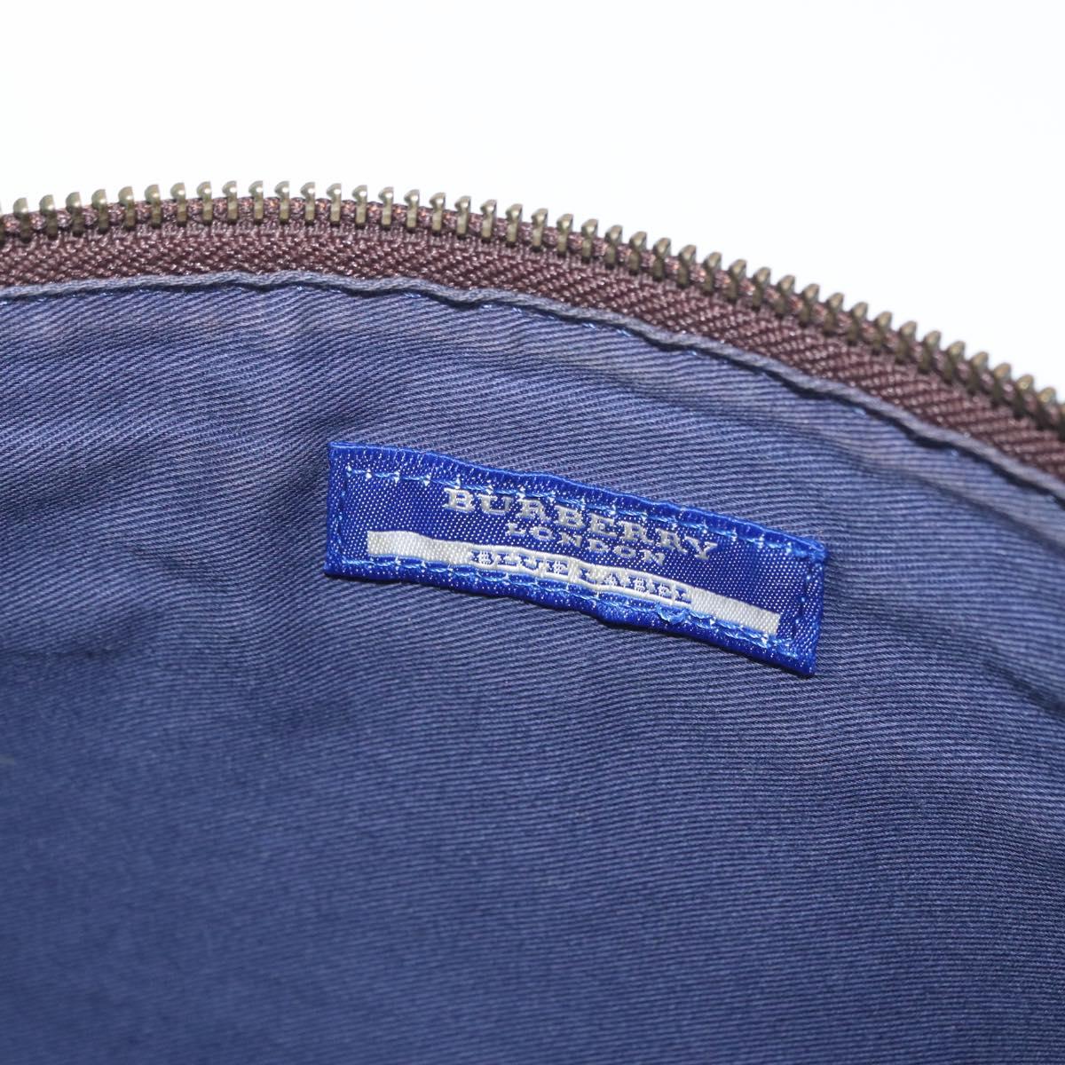 BURBERRY Nova Check Blue Label Pouch Canvas Light Blue Auth 148618