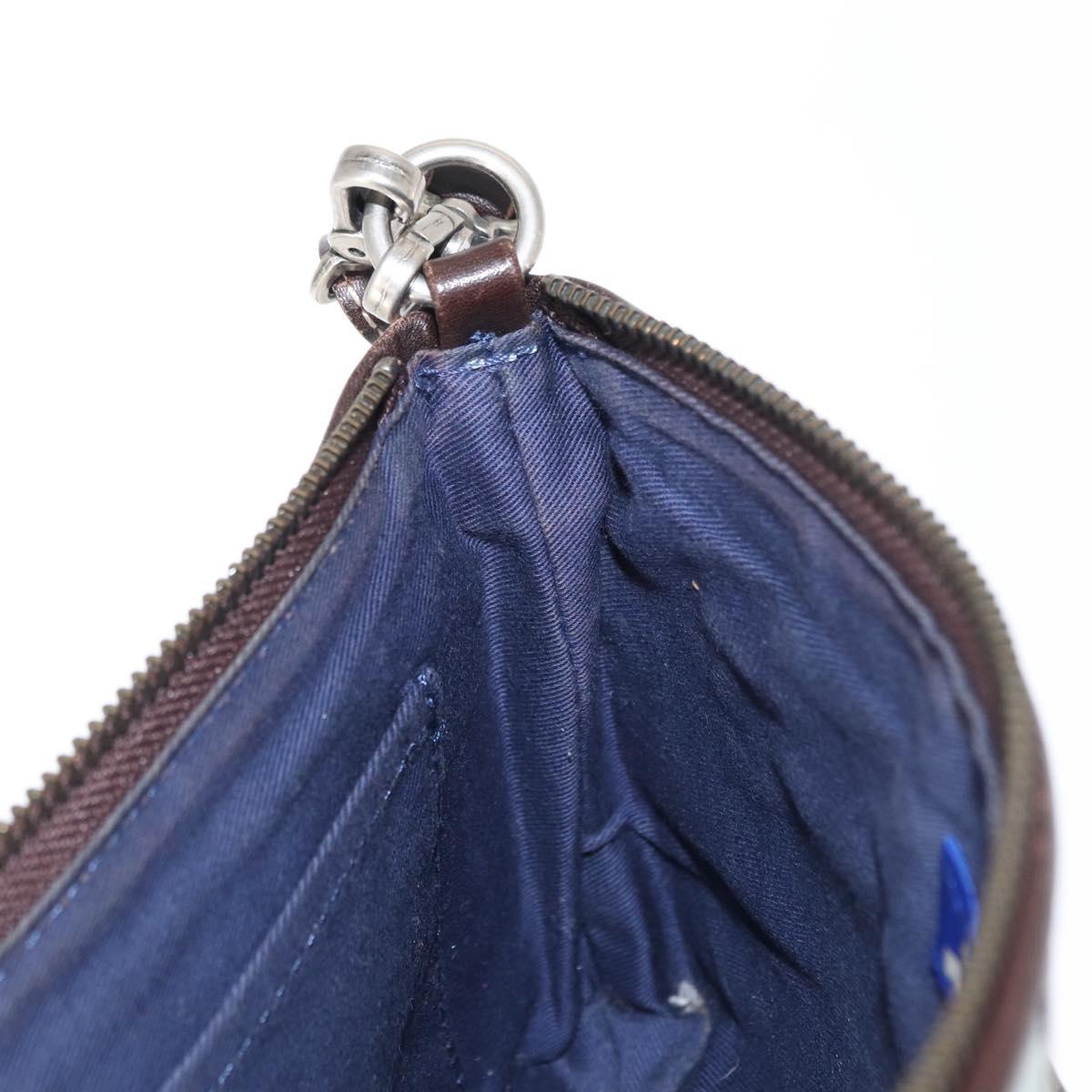 BURBERRY Nova Check Blue Label Pouch Canvas Light Blue Auth 148618