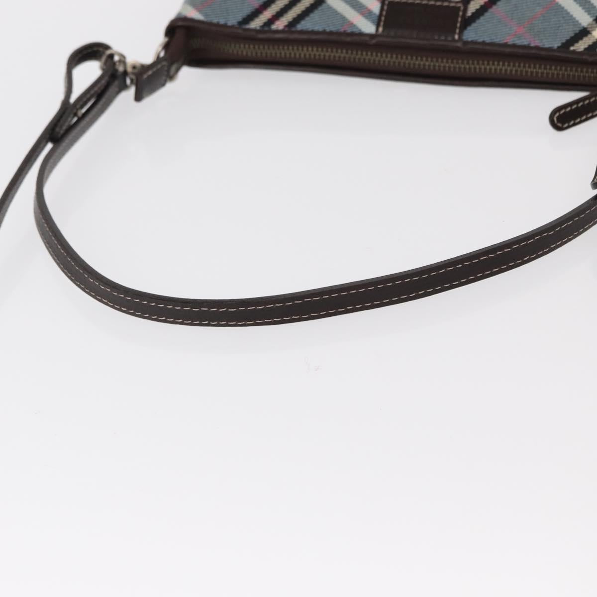 BURBERRY Nova Check Blue Label Pouch Canvas Light Blue Auth 148618