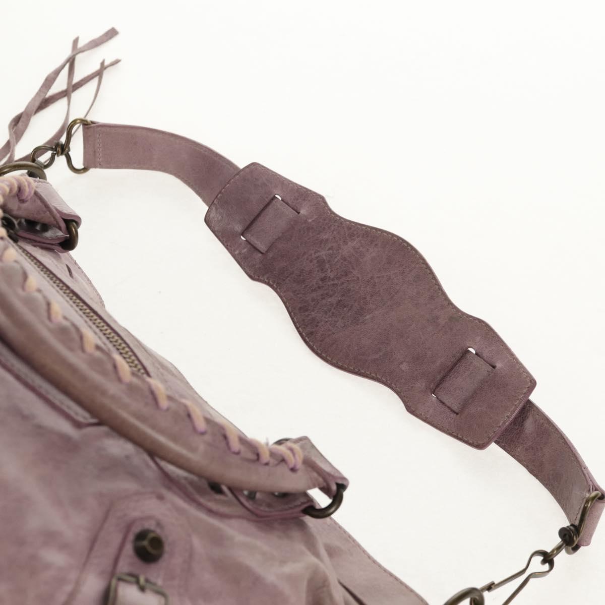 BALENCIAGA The City Hand Bag Leather 2way Purple 103208 Auth 148620V