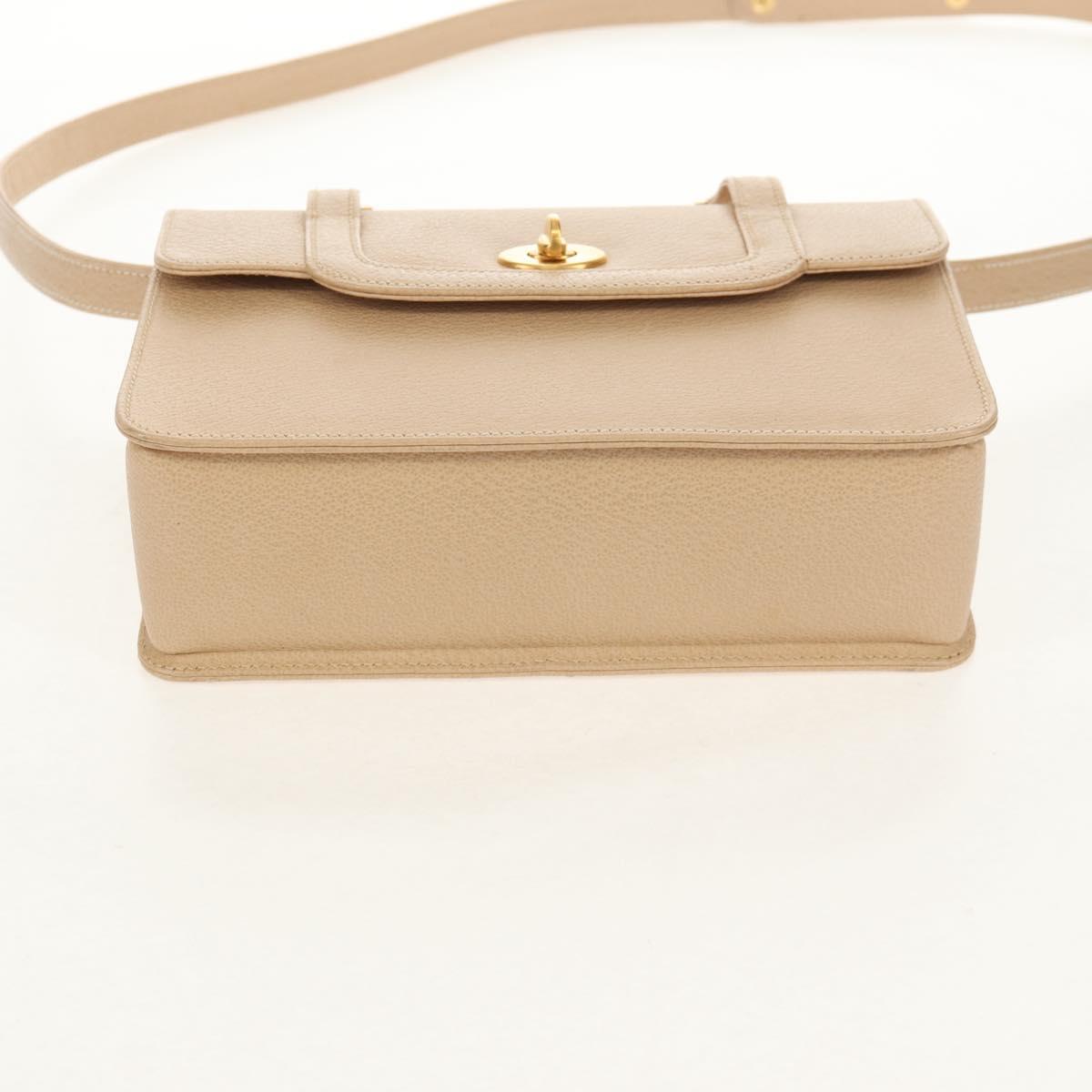 GUCCI Bamboo Hand Bag Leather 2way Beige Gold Auth 148621V