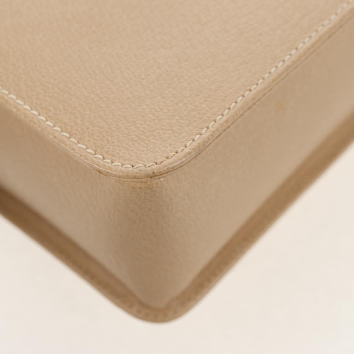 GUCCI Bamboo Hand Bag Leather 2way Beige Gold Auth 148621V