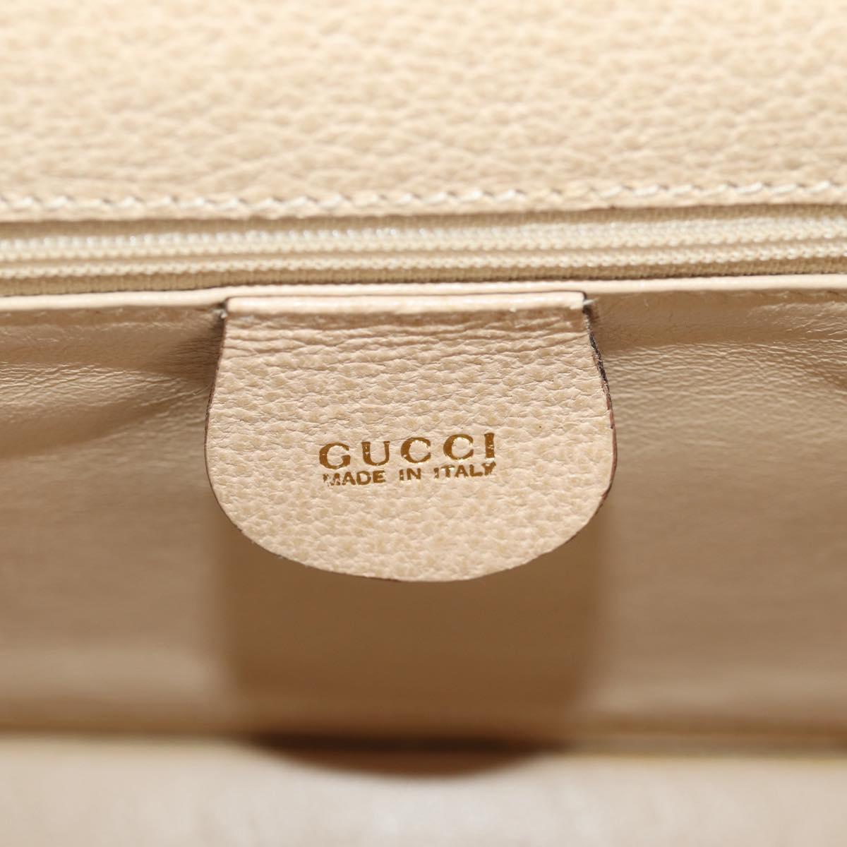 GUCCI Bamboo Hand Bag Leather 2way Beige Gold Auth 148621V
