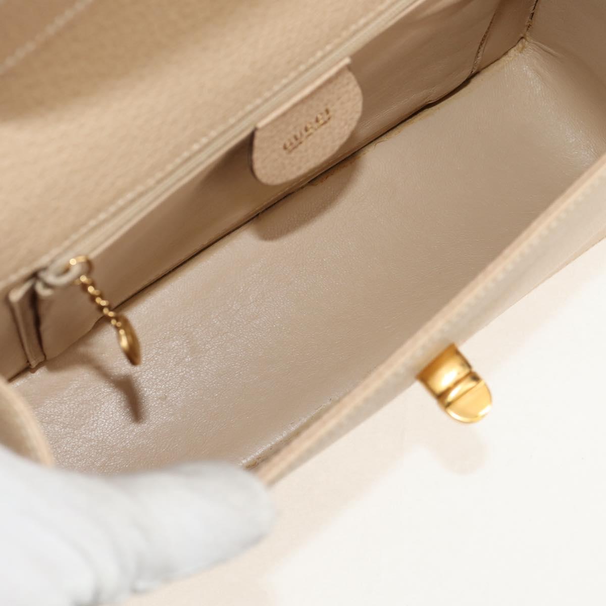 GUCCI Bamboo Hand Bag Leather 2way Beige Gold Auth 148621V