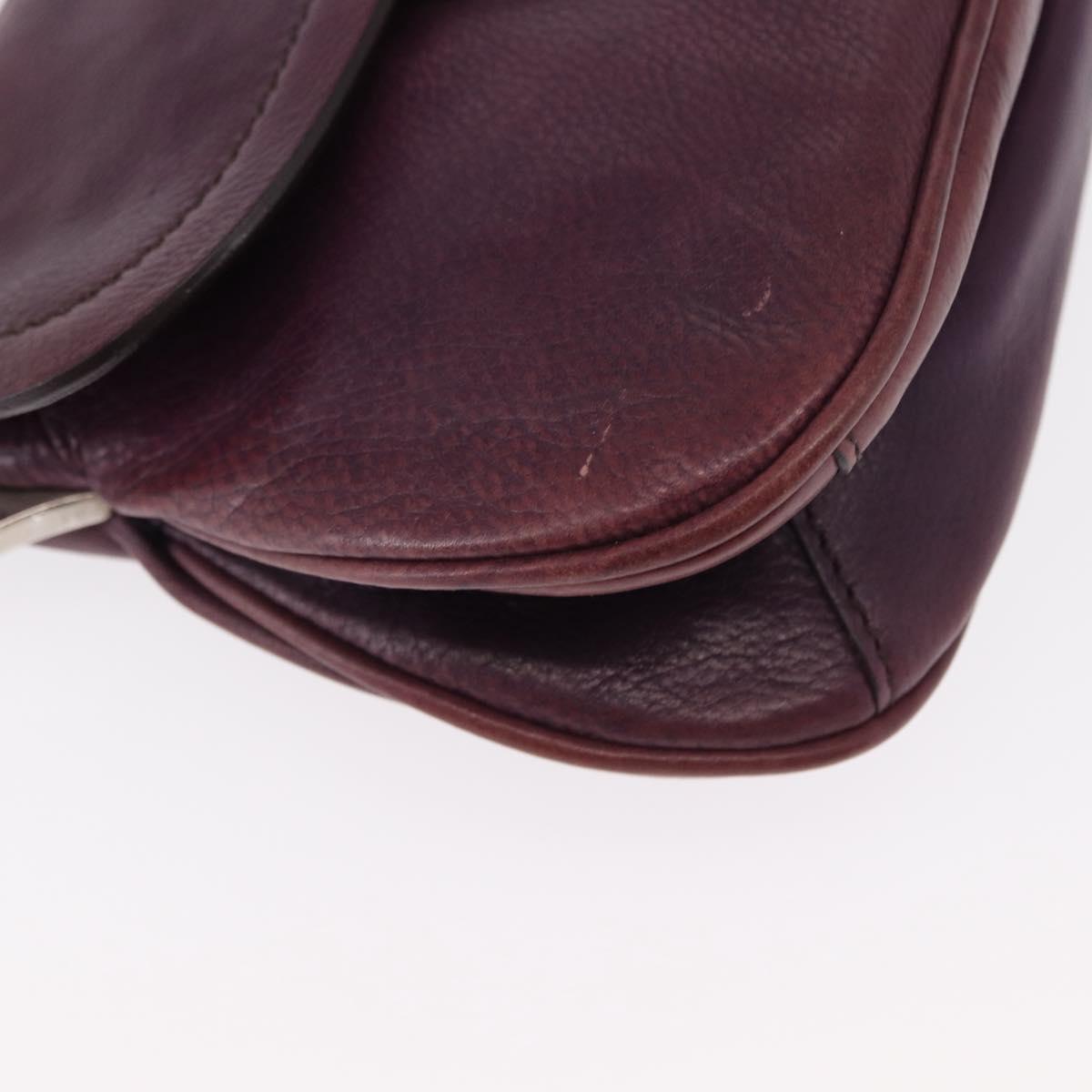 PRADA Chain Pouch Leather Silver Purple Auth 148623V