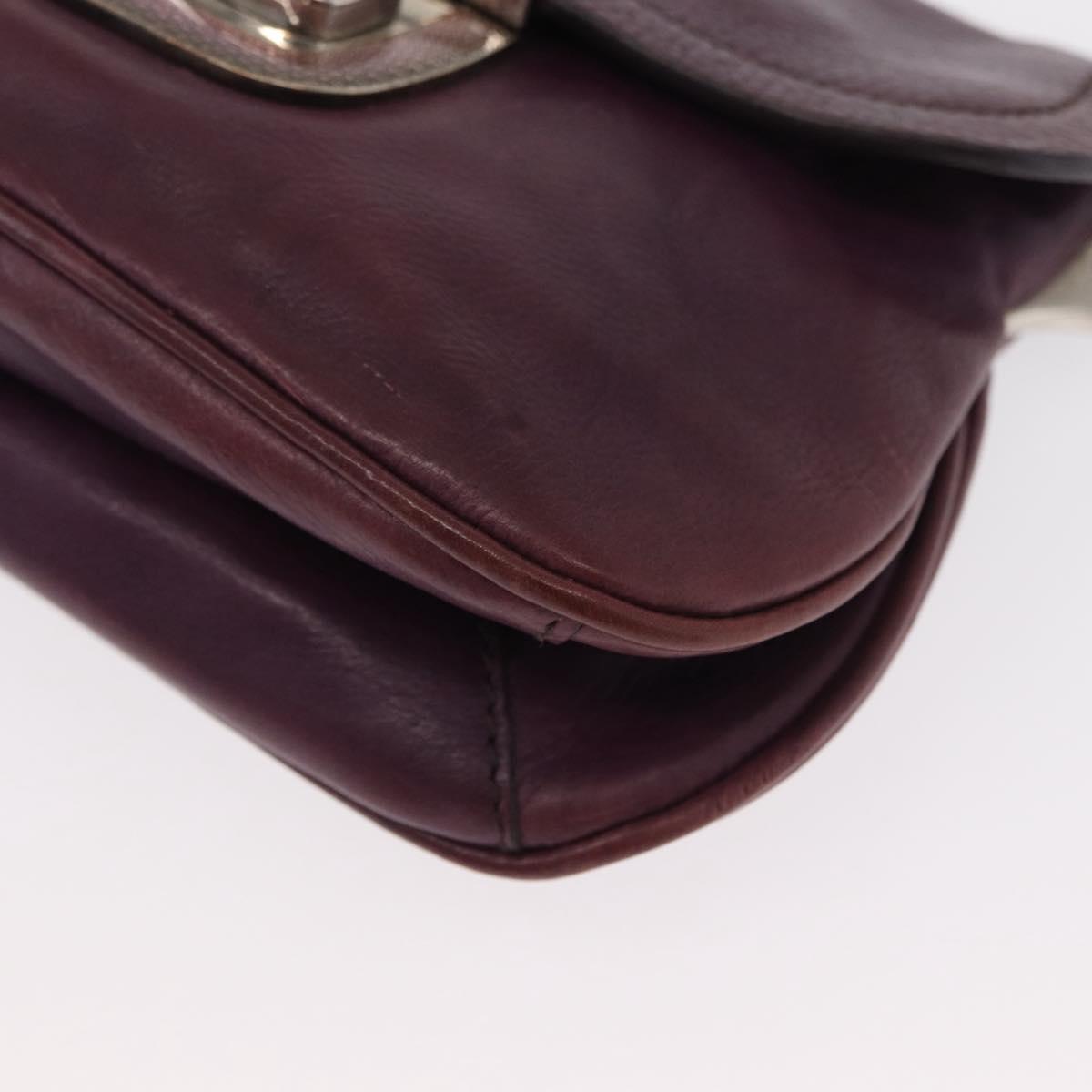 PRADA Chain Pouch Leather Silver Purple Auth 148623V