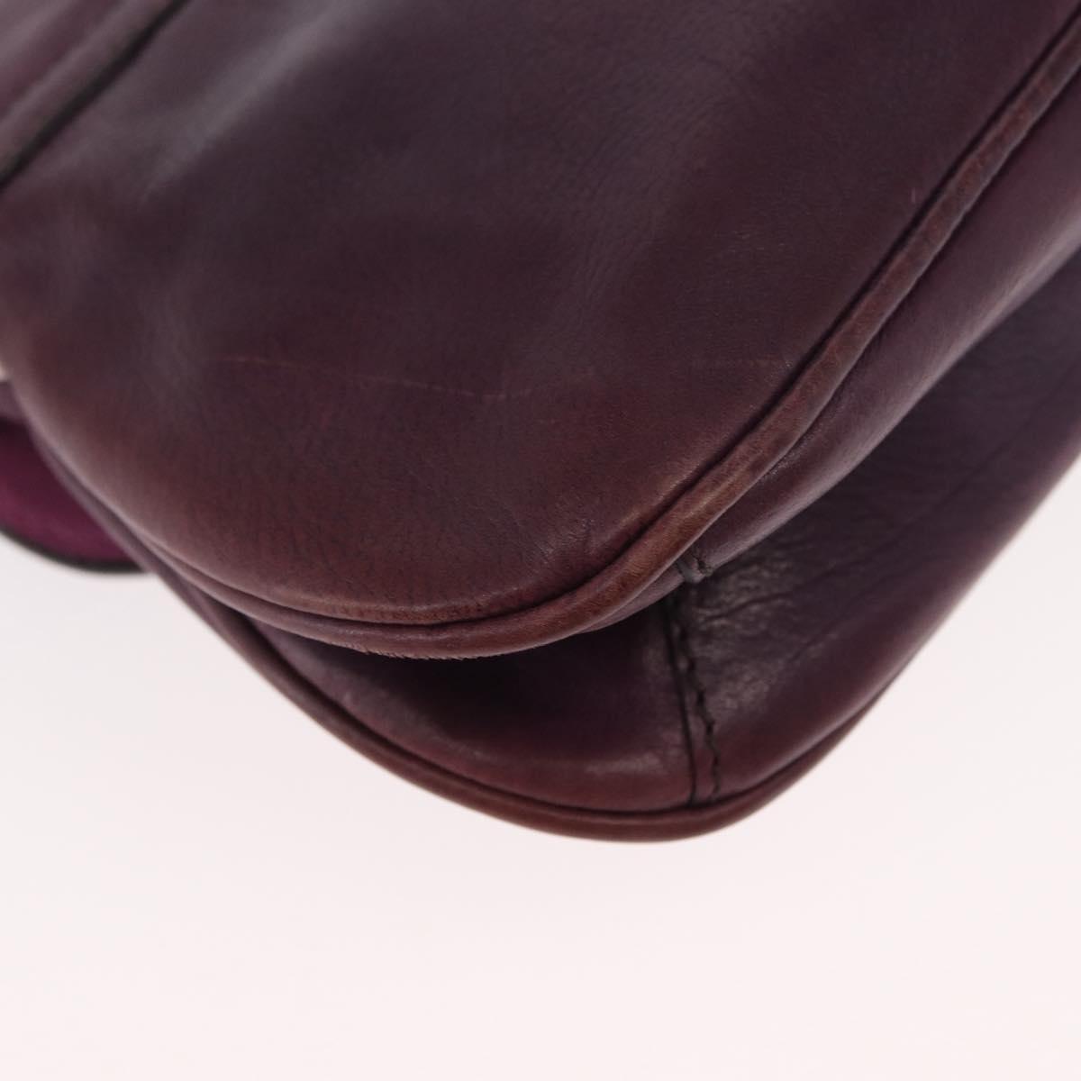 PRADA Chain Pouch Leather Silver Purple Auth 148623V