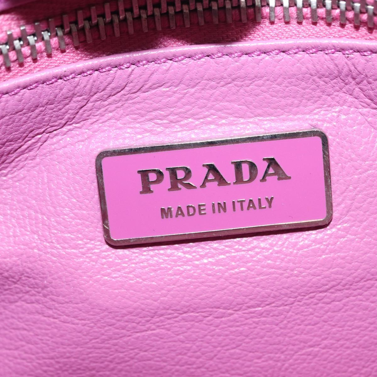 PRADA Chain Pouch Leather Silver Purple Auth 148623V