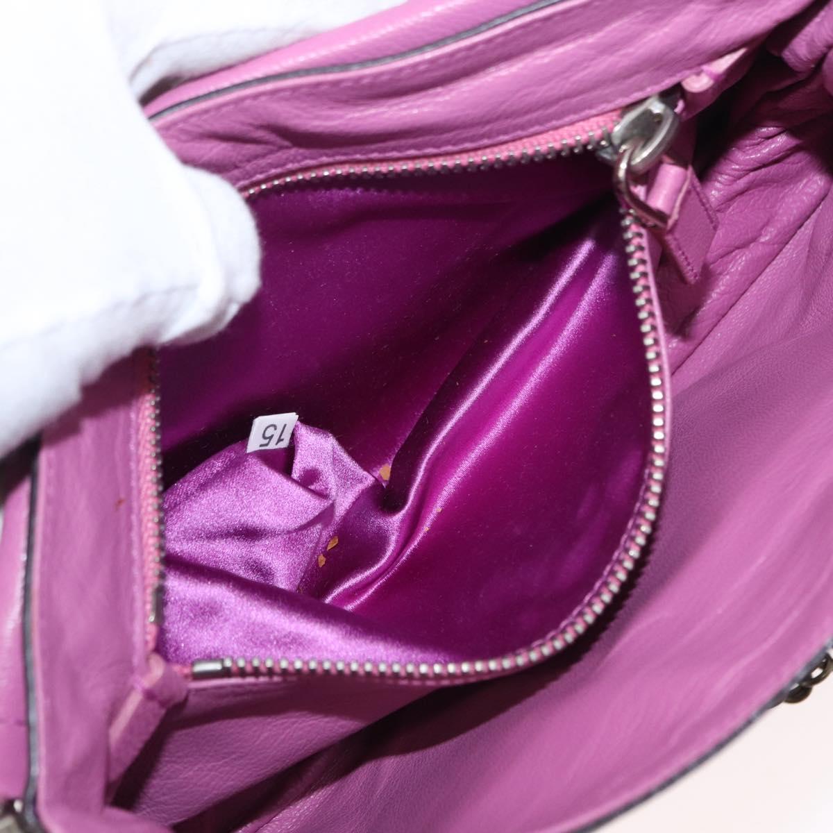 PRADA Chain Pouch Leather Silver Purple Auth 148623V