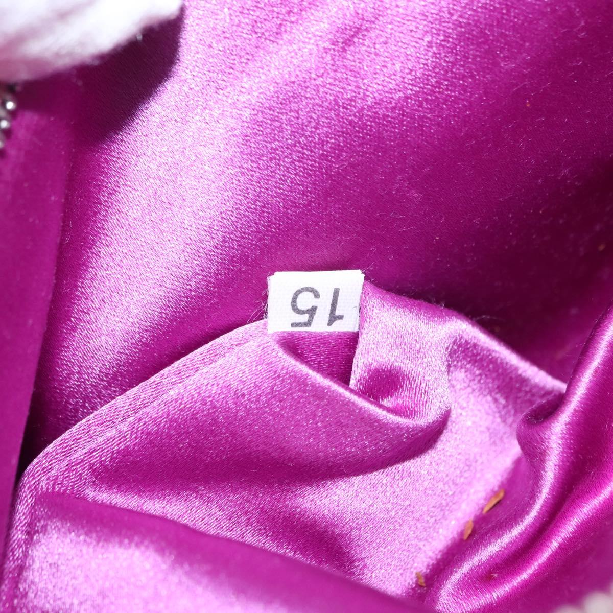 PRADA Chain Pouch Leather Silver Purple Auth 148623V