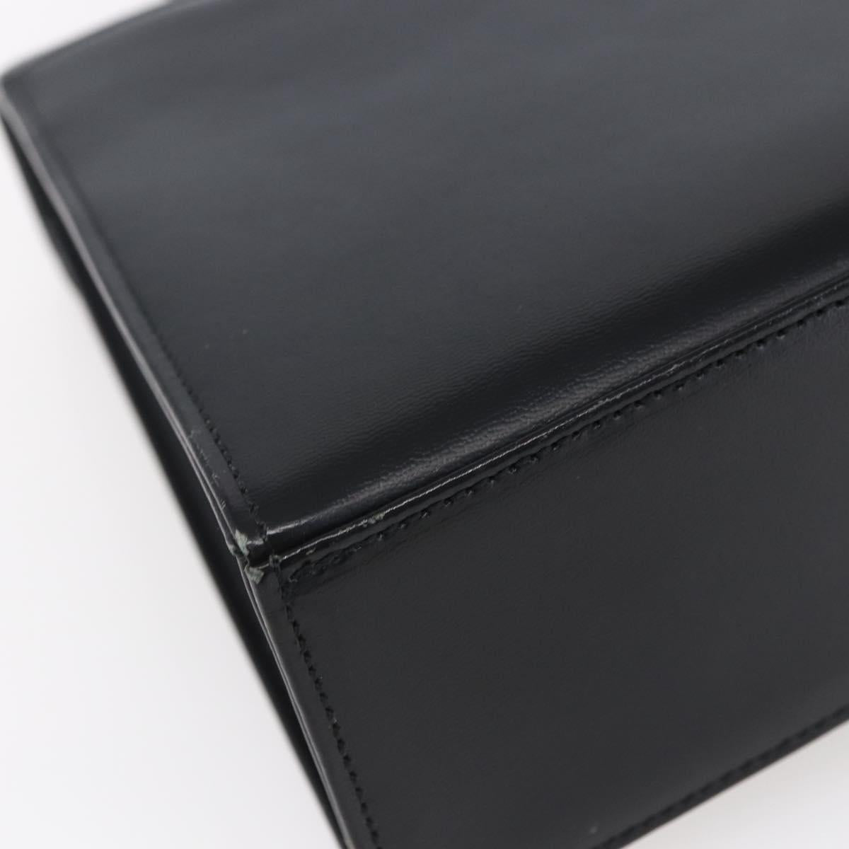 SAINT LAURENT Hand Bag Leather Black Gold Auth 148624V