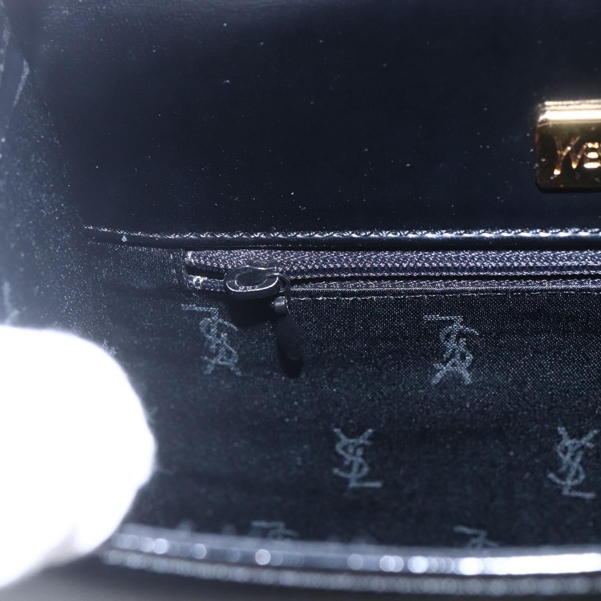 SAINT LAURENT Hand Bag Leather Black Gold Auth 148624V
