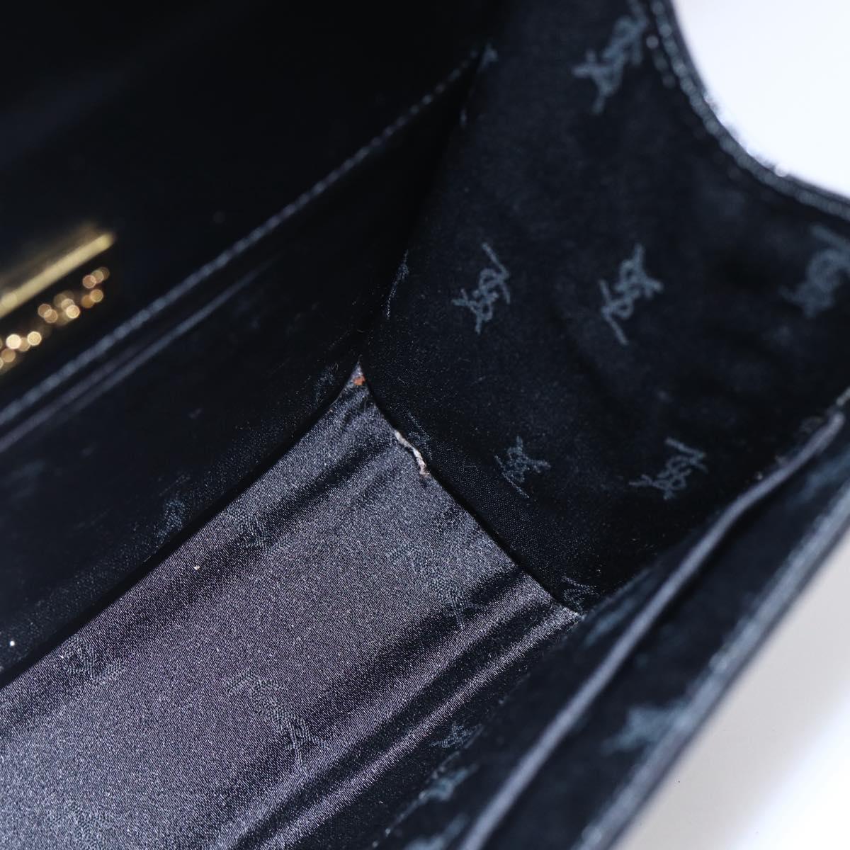 SAINT LAURENT Hand Bag Leather Black Gold Auth 148624V
