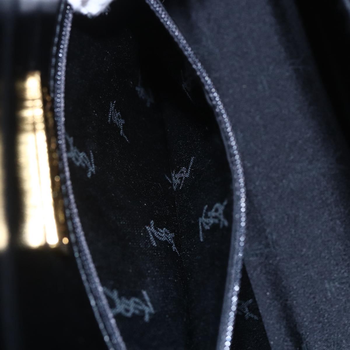 SAINT LAURENT Hand Bag Leather Black Gold Auth 148624V