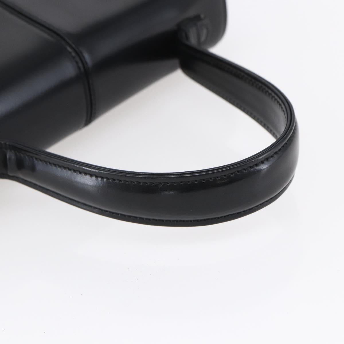 SAINT LAURENT Hand Bag Leather Black Gold Auth 148624V