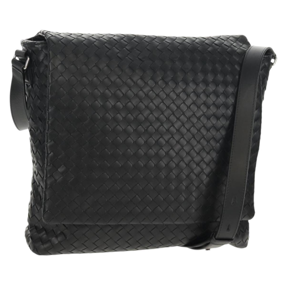 BOTTEGA VENETA INTRECCIATO Shoulder Bag Leather Black Auth 148626SAM