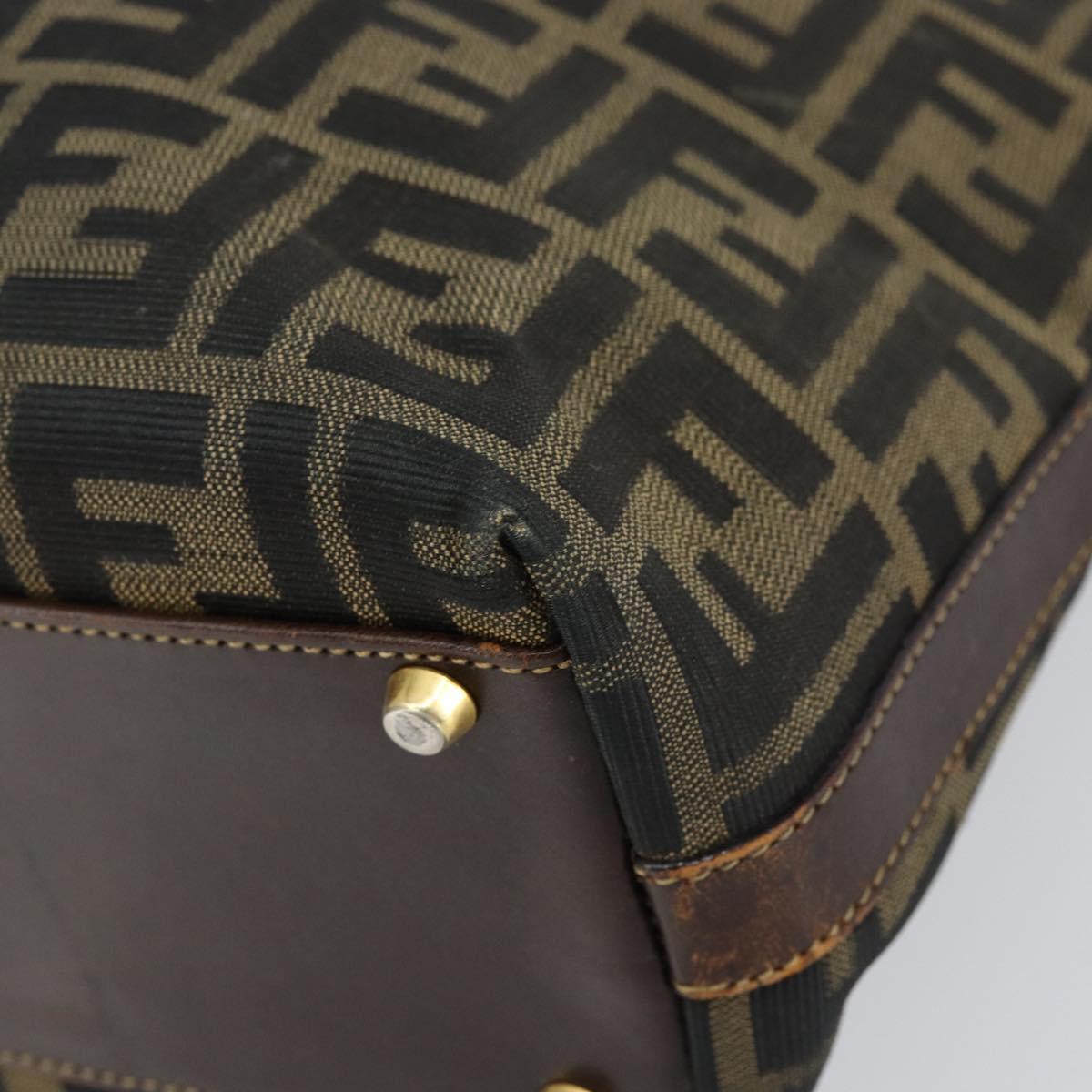 FENDI Zucca Canvas Hand Bag Black Brown Auth 148627